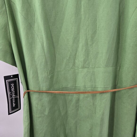 Vintage Positive Attitude Petite Green Linen/Rayon Maxi Dress 16WP - Picture 7 of 16